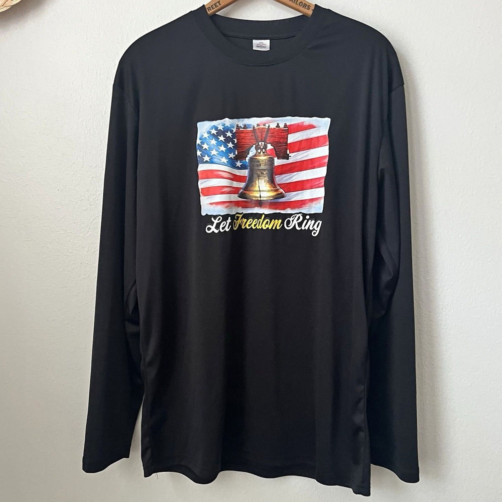 Armored Sportswear Men's L Black Long Sleeve Polyester Let Freedom Ring T-Shirt